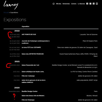 Liste des expositions Lannoy Gravure